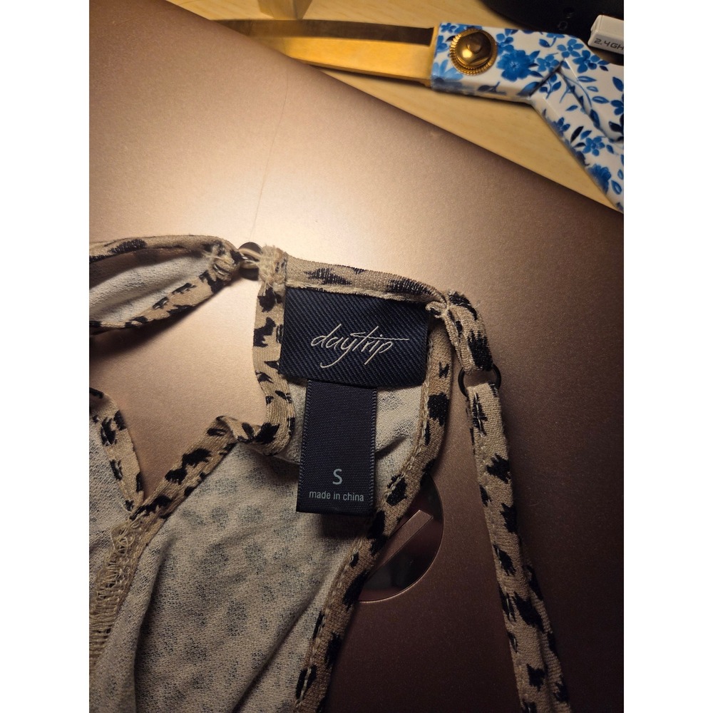 Daytrip Leopard Print Halter Tank Top Womens Small Brown Black Animal Print - Picture 2 of 3